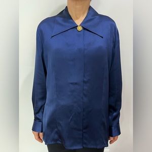 Celine vintage blue silk blouse